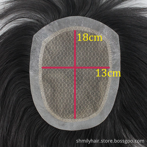 Shmily Wholesale Breathable Invisible Seamless Can Be Cut Human Hair Toupee PU Super Thin Full Hand Hook Mesh Toupee For Mens